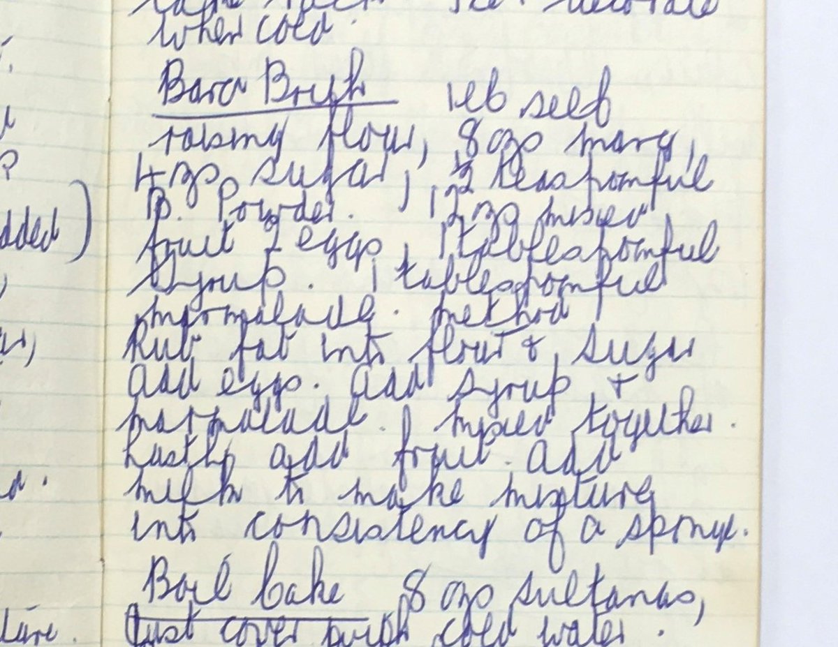 We have a Welsh classic today, as we continue national baking week! In our archive we found a handwritten recipe for bara brith. Curiously, this recipe does not include any tea. Instead, we have syrup and marmalade! 
#nationalbakingweek #barabrith