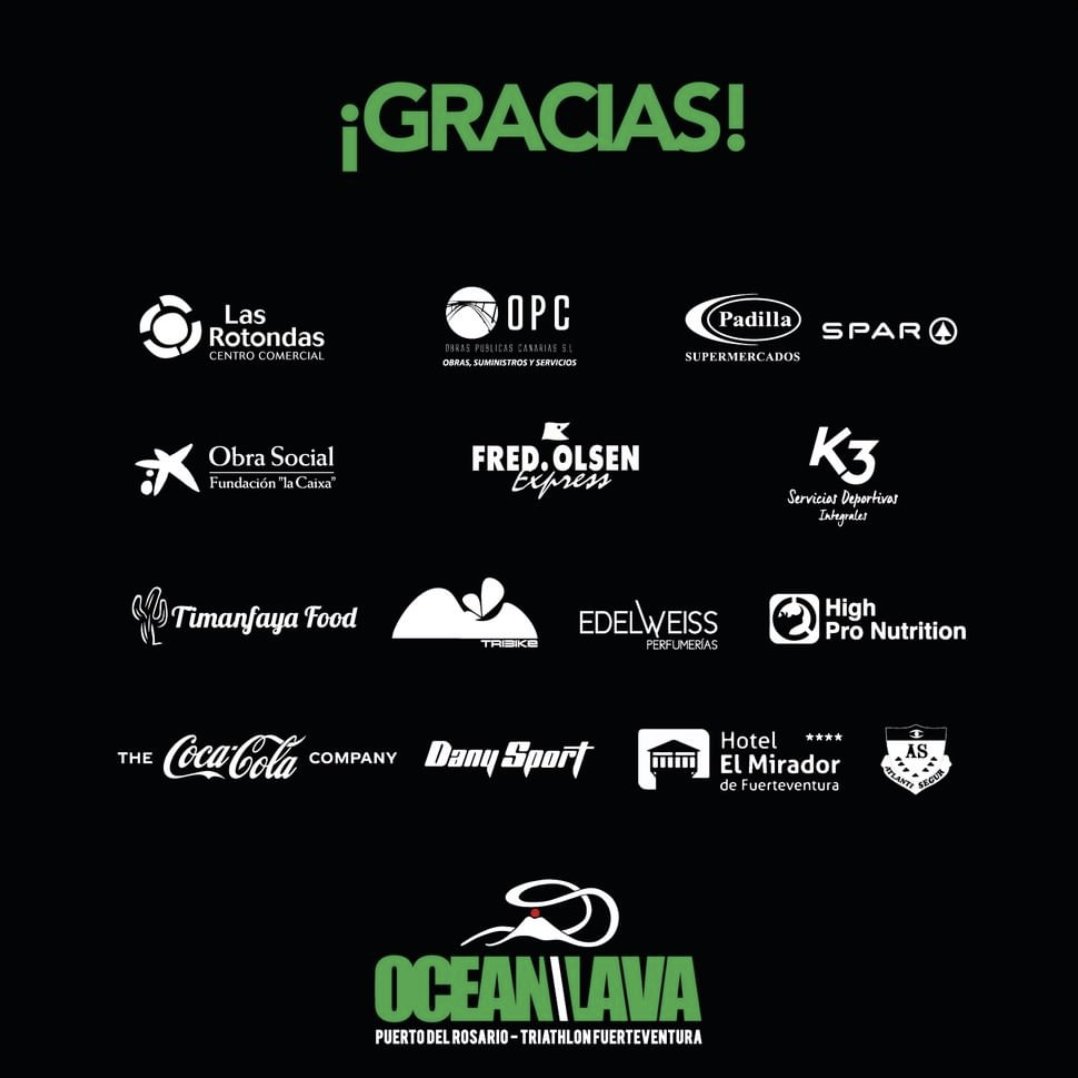 OceanLavaFtv's tweet photo. ¡Nuestro más sincero agradecimiento a todos los colaboradores! 👏

With our most sincere thanks to all our collaborators! 👏

#OceanLavaFuerteventura2021 #OceanLavaExperience #OceanLava #Triathlon https://t.co/y0jAhPE6XU