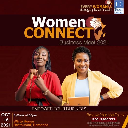 Teach_Connect's tweet photo. We are offering two tickets to the Women Connect Business Meet scheduled for October 16th. Are you a young female entrepreneur residing in Bamenda? Are you interested in owning a leading enterprise? All you need to do is retweet  be among the winners.
@MakolleHenry https://t.co/9HrpdvD2nD