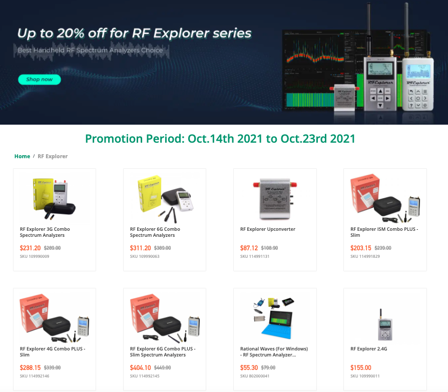 seeedstudio's tweet photo. Enjoy up to 20% off for #RFExplorer series, your best handheld RF Spectrum Analyzers choice. https://t.co/0AxmUeXOv1
Check full frequency spectrum in the band, Spread Spectrum activity, and bandwidth to monitor collisions, frequency deviation everything in one handheld device. https://t.co/OPRPQnsVae