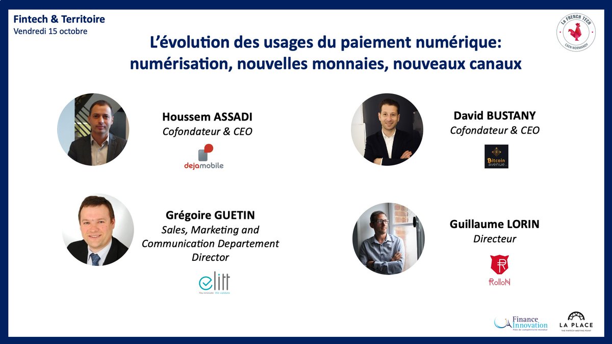 financeinnov's tweet photo. Rejoignez-nous : aujourd'hui, c'est #Fintech &amp; #Territoire ! 🇫🇷🐓#ffw
En ce moment, la table ronde sur l'évolution des #paiements de @FrenchTechCaen !
avec @HoussemAssadi  , @DavidBUSTANY, @GregoireGuetin  #Elitt, Guillaume Lorin, 
https://t.co/NkxatZ5o1c https://t.co/YdJF1A1MbP