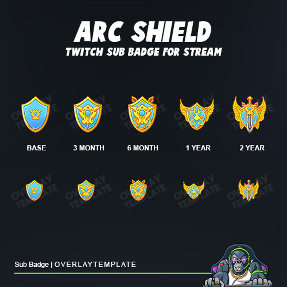 Hi There 
Our new pack badges "The gloriuous shield " fo twitch streamer .🤩😎
what are you waiting for, let's check it now !!
overlaytemplate.com

#overlaytemplate #twitch #twitchstreamer #twitchsubbadges #etsyshop #subbadge #stream #streamer #twitchtv #twitchemotes #gfx