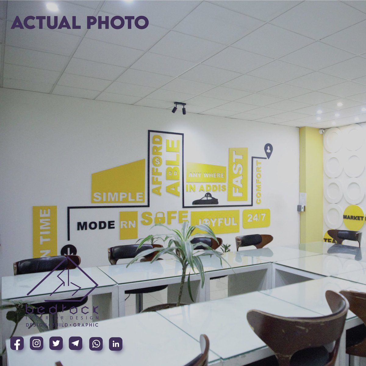 BEDROCK_INTERIOR_DESIGN
#Designbuild  #Architecturaldesigner
DESIGNS THAT YOU WISH FOR!
CLIENT - Hybrid Designs (Ride)
PROJECT/FUNCTION - Call Center
PROJECT TYPE - Design + Build
PROJECT STATUS - Complete (2020)
PROJECT LOCATION - Meskel Flower, Central Building