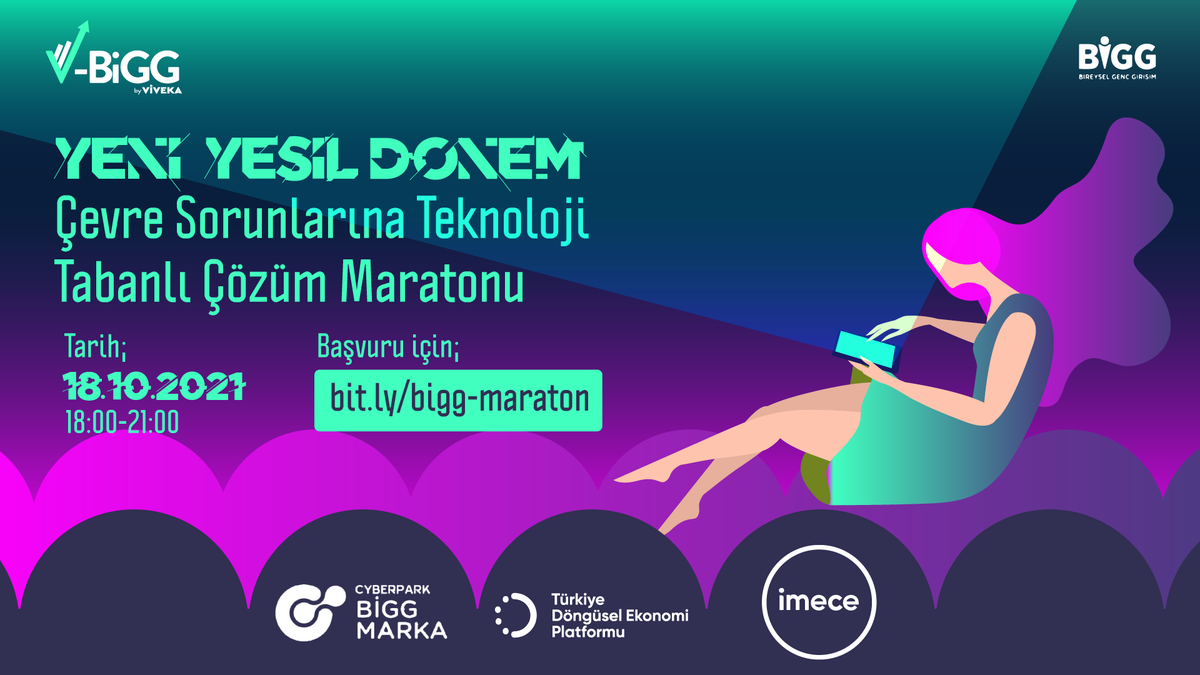 📣Teknoloji Tabanlı Çözüm Maratonu için Geri Sayım Başladı!
<a href="/CyberparkTGB/">Bilkent CYBERPARK</a>, <a href="/donguselekonomi/">Döngüsel Ekonomi Platformu</a> ve <a href="/imeceplatformu/">imece</a>'nun da katılacağı etkinlikte Yeşil Büyümeye katkı sağlamak ve iş fikirlerinizi iş planına dönüştürmek istiyorsanız bu fırsatı kaçırmayın!

👉 bit.ly/bigg-maraton
