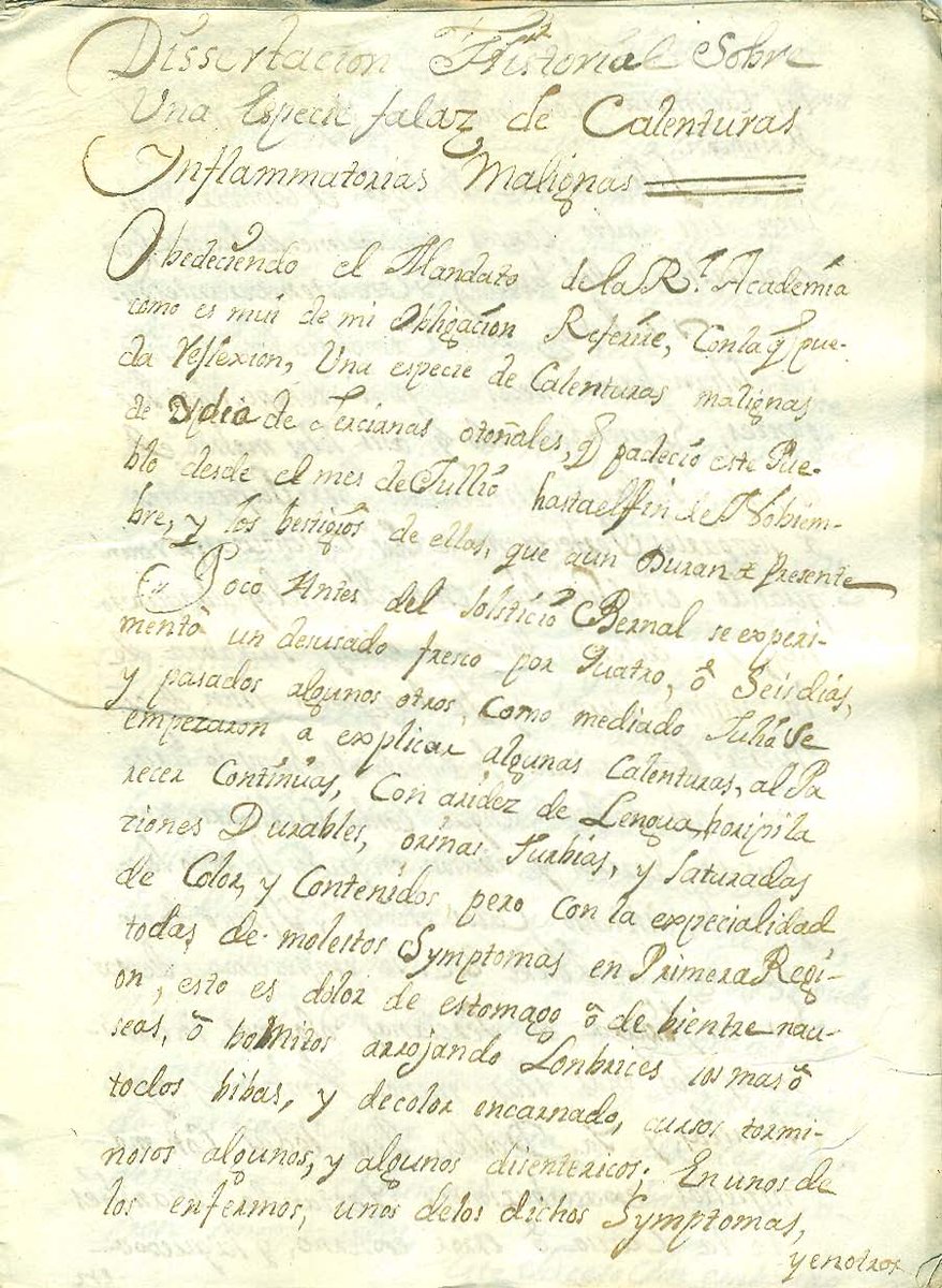 BibyArchRANME's tweet photo. José López de Biezma, #médico en #ManchaReal (#Jaén), firma el 18 de abril de 1741 un #manuscrito sobre "una especie falaz de #calenturas inflamatorias agudas", conservado en el #archivohistórico de la 
@ranm_es #Fiebrereumática #HistMed #XVIII #Digital  
https://t.co/kC1HNoKeh9 https://t.co/B1uS6umJHI