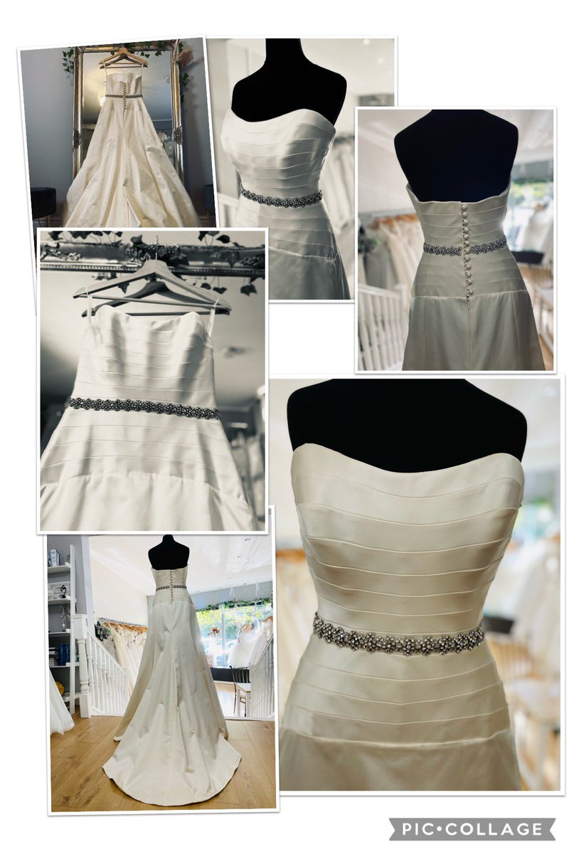 BridalRelovedSp's tweet photo. We are in love with this elegant satin, fit to flare wedding dress by Suzanne Neville. Available, off the peg, to take away today. Call, tweet, DM or send us an email to book your exclusive appointment at our award winning boutique. https://t.co/aBlMLDmFEM