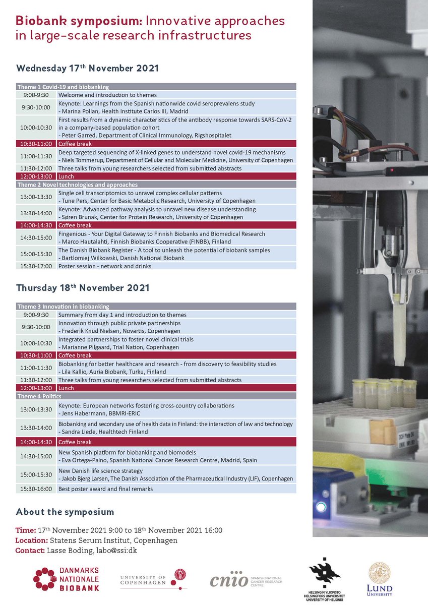 NationalBiobank's tweet image. Last chance to sign up for #PhDcourse in #Biobanking:
phdcourses.ku.dk/DetailKursus.a…