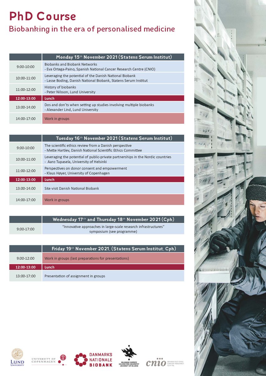 NationalBiobank's tweet image. Last chance to sign up for #PhDcourse in #Biobanking:
phdcourses.ku.dk/DetailKursus.a…