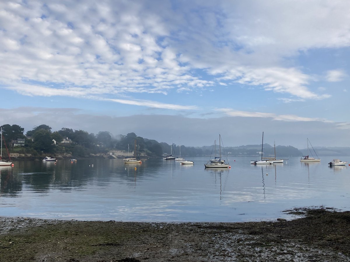 Fog lifting this morning at Restronguet Weir, Cornwall, this morning.