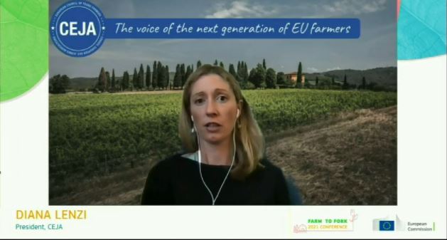 _CEJA_'s tweet image. CEJA President @diana_petroio at the #EUFarmtoFork conference: “Sustainability is an ambition that young farmers embrace but the current vision is too narrow-minded. To help them fully address this challenge, EU policymakers need to acknowledge the diversity of farming practices”