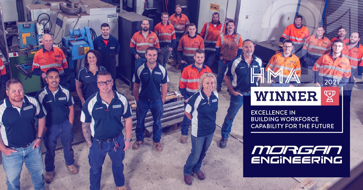HMANewc's tweet photo. The Excellence in Building Workforce Capability for the Future Award goes to Morgan Engineering!

Congratulations to the team at Morgan Engineering!

#2021HMA #HMAatHome #MadeForTheFuture #HunterManufacturingAwards #BuildingWorkforceCapability #Manufacturing https://t.co/vOaRdqWzSr