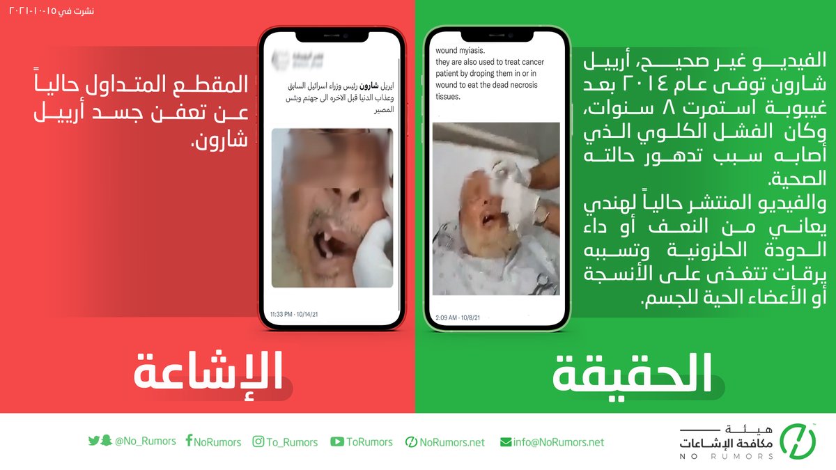 No_Rumors's tweet photo. المقطع المتداول حالياً عن تعفن جسد أرييل شارون غير صحيح.
التفاصيل:
https://t.co/RUVPMbhsWz https://t.co/sGQHpnBB40