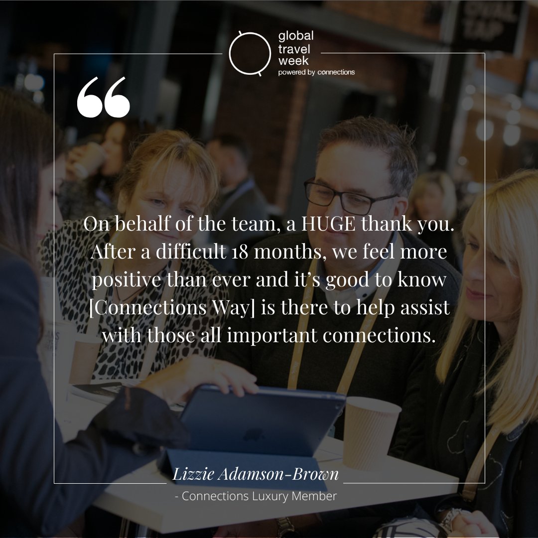 globaltravelmkp's tweet photo. Pandemic restrictions have taken a toll on the travel industry and the personal connections we make throughout our year-round adventures. #GlobalTravelWeek brought us together again to not only reconnect, but rebuild.

Thank you, Lizzie!
@ConnectionsWay #JacobsMediaGroup https://t.co/s8pHY9brgE