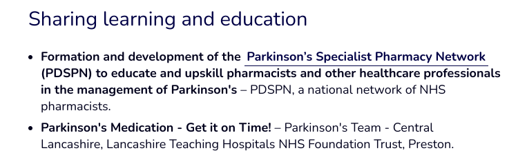 ParkinsonsEN's tweet photo. Our 6 shortlisted finalists are... 

@HullHospitals, @RBNHSFT, @Pharmacy_PDSPN, @LancsParkinsons, @BL_LTHTR @theneuroheroes and @movingmedicine 🎉👏

Read more about the shortlisted teams and services here 👉 https://t.co/OKUq2Fifaf https://t.co/xdooCA7DfQ