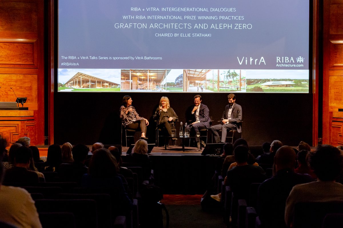 Congratulations to @graftonarchs for winning the @RIBA Stirling Prize for the fantastic #TownHouseKingston! Here’s a throwback to one of our RIBA & VitrA talks with Grafton Architects and Aleph Zero #StirlingPrize @KingstonUni
