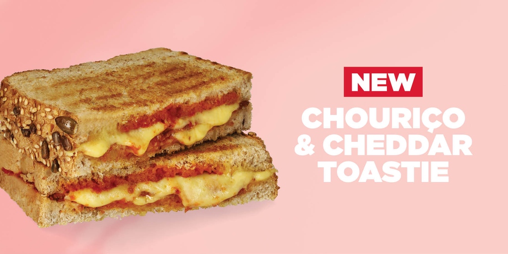 vidaecaffe's tweet photo. Olà to a NEW lunchtime fave, the Chouriço & Cheddar Toastie. Made with spicy tomato relish on our signature bloomer bread. A Spicy Sausage & Cheddar Toastie option is available at our halaal stores. #summermade #muchofresh #toasties https://t.co/mZ2yn9CjrV
