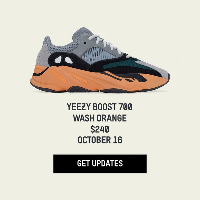 MisaBush's tweet photo. Yeezy Boost 700 "Wash Orange"
Release Date: Oct 16th, 2021 (Saturday)
Color: N/A

Mens: $240
Style Code: GW0296
https://t.co/qyBsfG7DNq https://t.co/jOJxeV3Wih