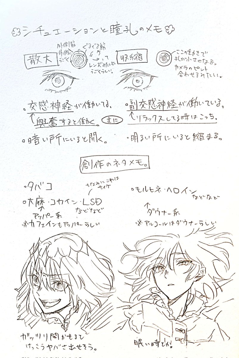 最近目というか瞳孔にハマってるのでメモかいた 