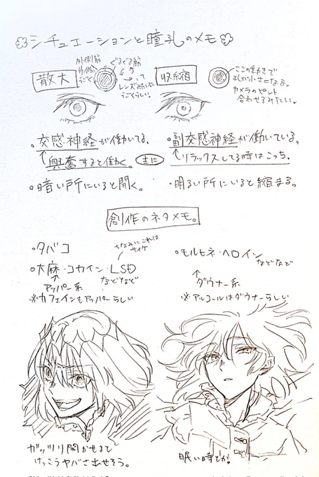 最近目というか瞳孔にハマってるのでメモかいた 