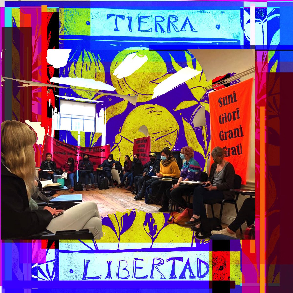 VIM_Media's tweet photo. The Zapatista delegation received a warm welcome from the compas in Ireland! “Living as human beings means living with freedom. Living is about art, science, joy, dance, &amp; struggle.” -Words of the Zapatista peoples.💥✊🏿🖤❤️ #EZLN #LaGiraZapatistaVa #LandBack @ACABfrogggy https://t.co/Hexdz3v7pM