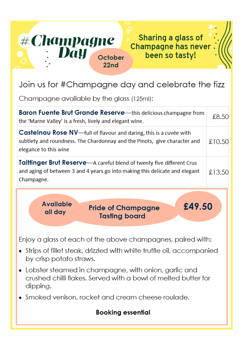 WhiteLionKent's tweet photo. #Feelgoodfriday 
Celebrate that Friday feeling next week with fizz and food for #champagneday on 22nd October - please book

https://t.co/5974wgd5iP

#shepherdneame https://t.co/RatqEFdsjC