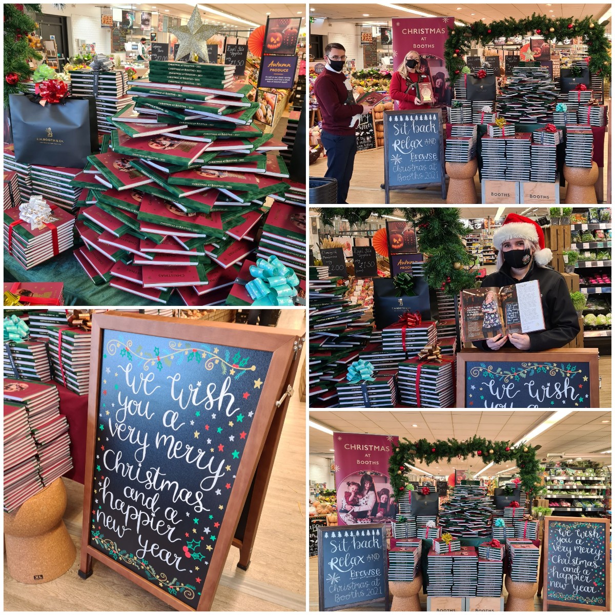 BoothsCountry's tweet photo. Christmas has landed at Longridge! Featuring Simon, Heidi and our extremely talented Sophie and her chalkboard as featured in the book 👀✨ https://t.co/iYGlubeMVe