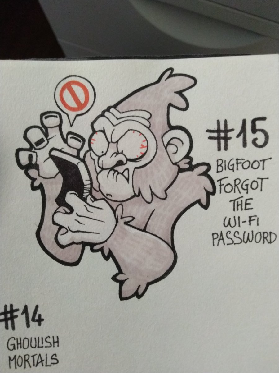 Day 15: Big Foot forgot the wi-fi password!

Poor fella

#drawlloween #Drawlloween2021