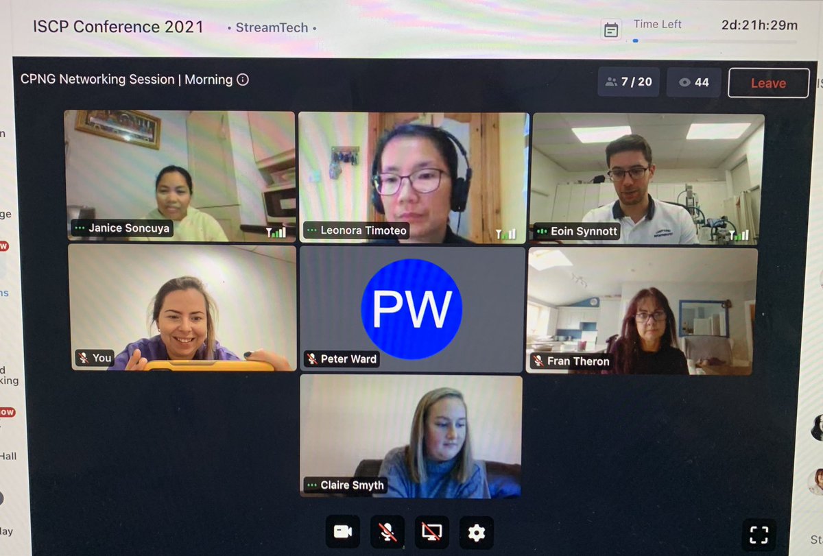 edelphysio's tweet image. My friend and successor @SmythClaire steering a busy networking session with nearly 50 physios popping in to chat from new grads to experienced managers and leaders. Excited to see what Claire &amp;amp; the @CPNG_ISCP has in store for 2021/22 #ISCPConf21