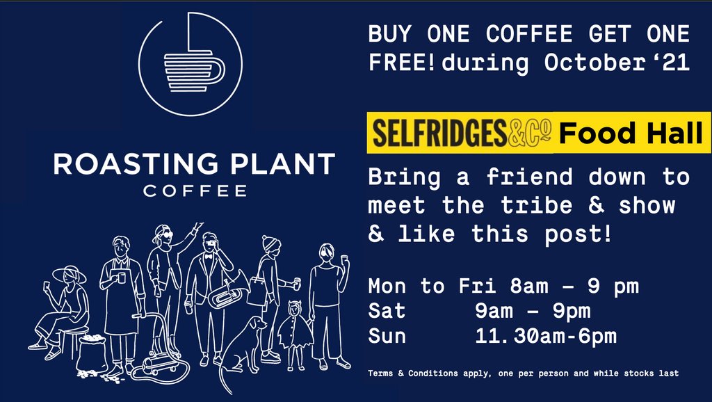 🚨 Free coffee alert 🚨

Did you know our Selfridges Foodhall shop now opens at 8am? Plus, all throughout the month of October, you'll get a free coffee on the house when you buy a coffee. Who are you bringing with you? Tag a friend, we'll see you soon!