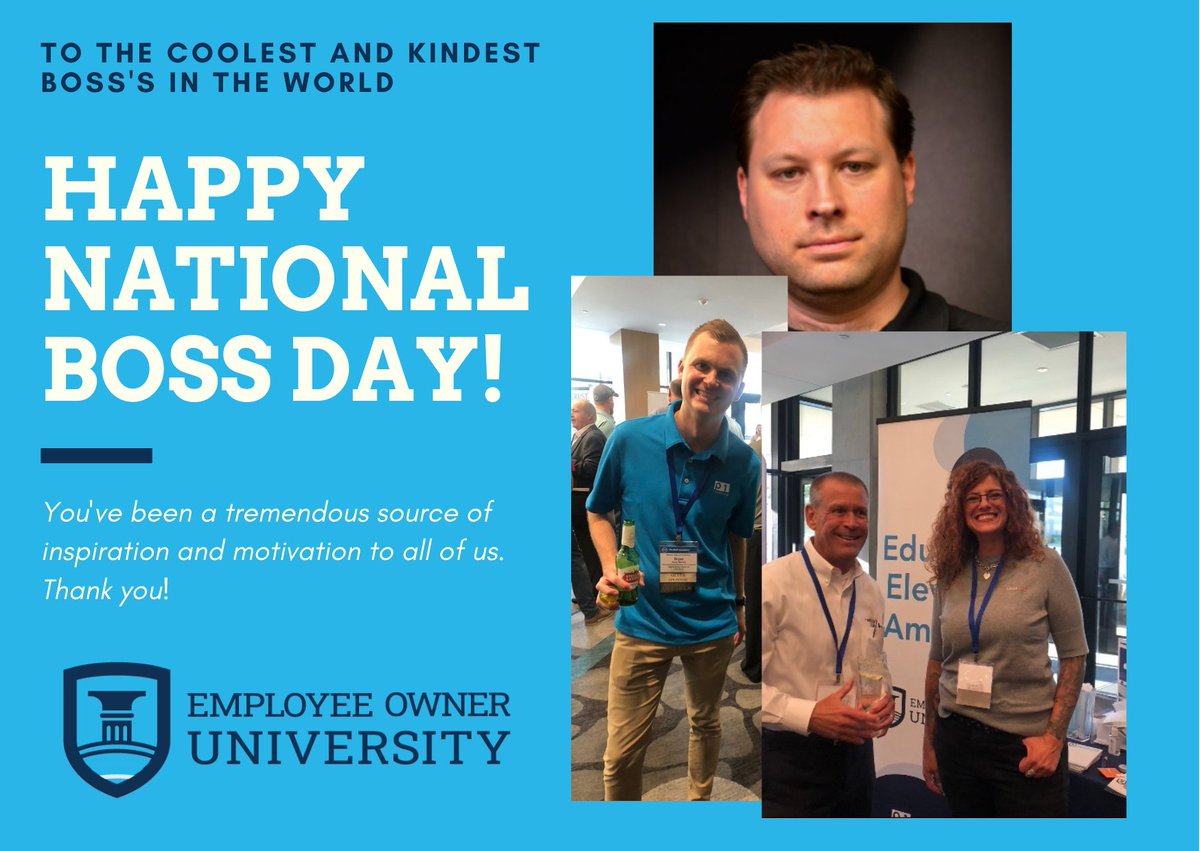 Happy Boss's Day to these amazing leaders. Kurt, Karl, Liby, and Bryan Employee Owner University would not be here if not for you! 
#NationalBossDay  #EOM2021 #p1learning #eaglecreative #midamericaproductions #greatleadership