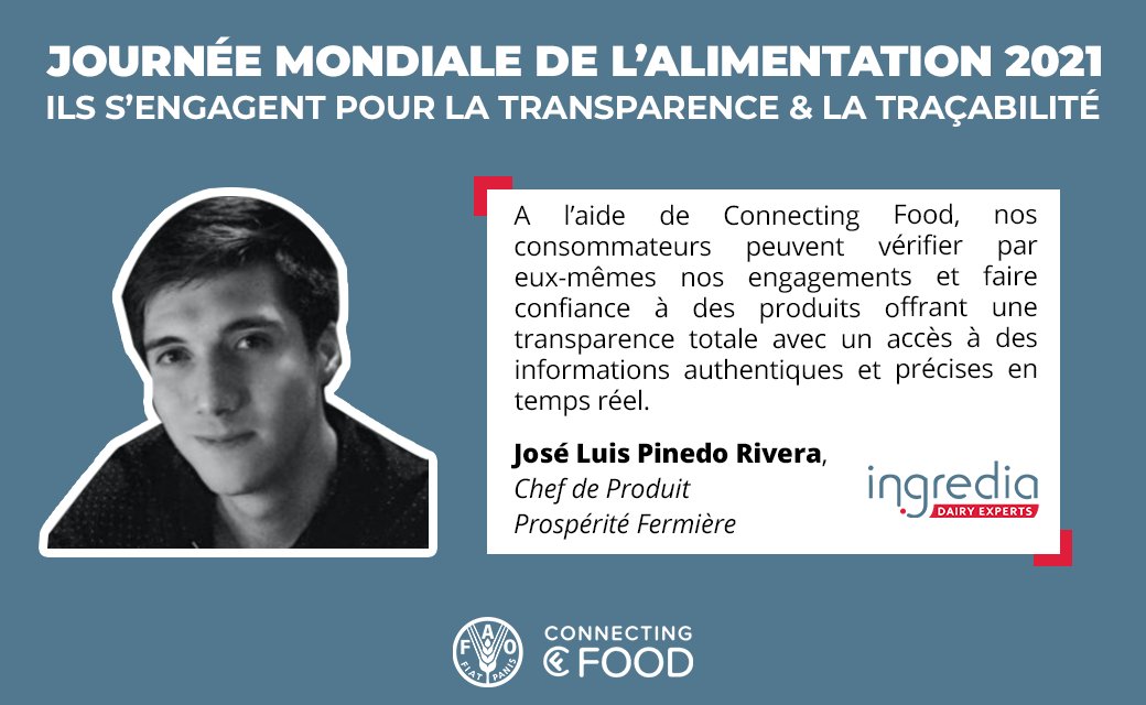 connecting_food's tweet photo. Découvrez les témoignages de @delory_sandrine, Directrice Générale et José Luis Pinedo Rivera, Chef de Produit d'@ingredia1, @PFermiere, @LaitProsperite à l'occasion de la #JourneeMondialedelAlimentation.
#Traçabilité #Transparence #MarqueResponsable #WorldFoodDay https://t.co/jlzwBedwJI
