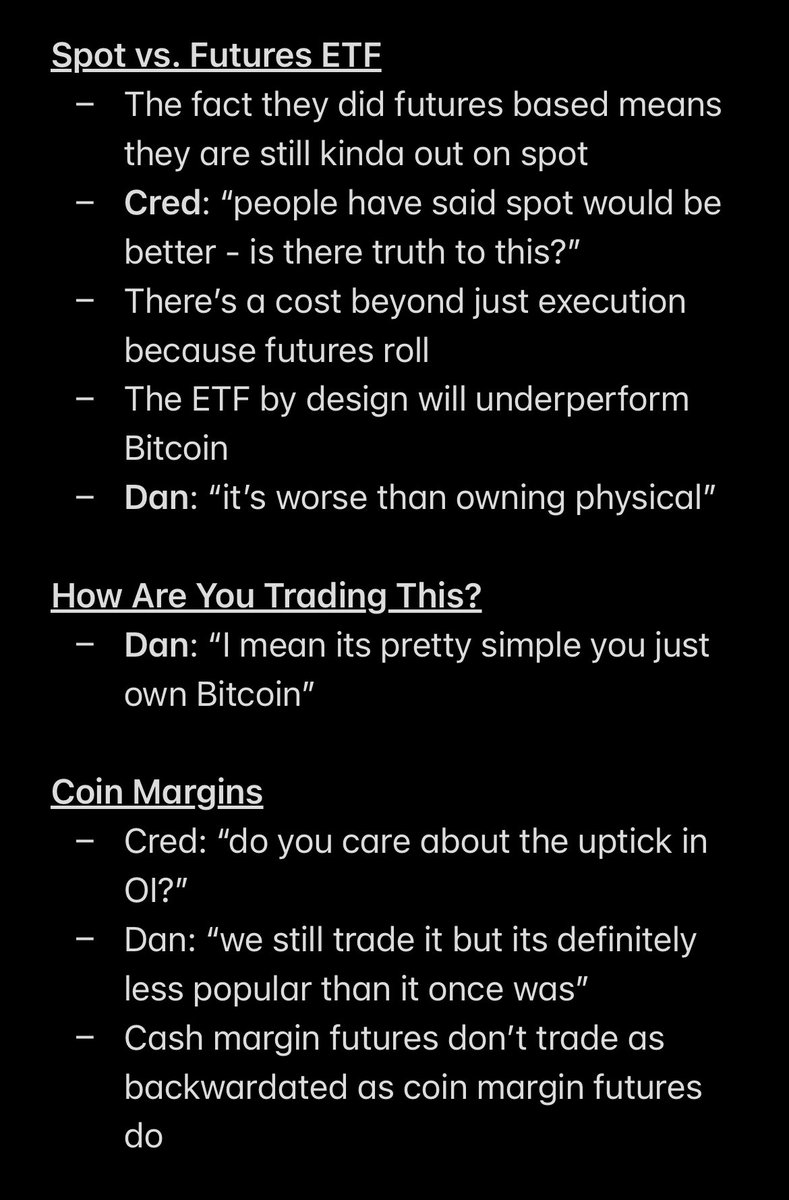 intern's tweet photo. Intern notes on @CryptoCred’s “ETF &amp; Chill” Twitter spaces with Dan Matuszewski (@cmsholdings) on:

- Bitcoin ETF 📈
- CMS risk 🪣
- Tungsten Cubes ◻️

And more!

*Skip to last screenshot for those solely interested in the cubes https://t.co/3gWVSQk9NC