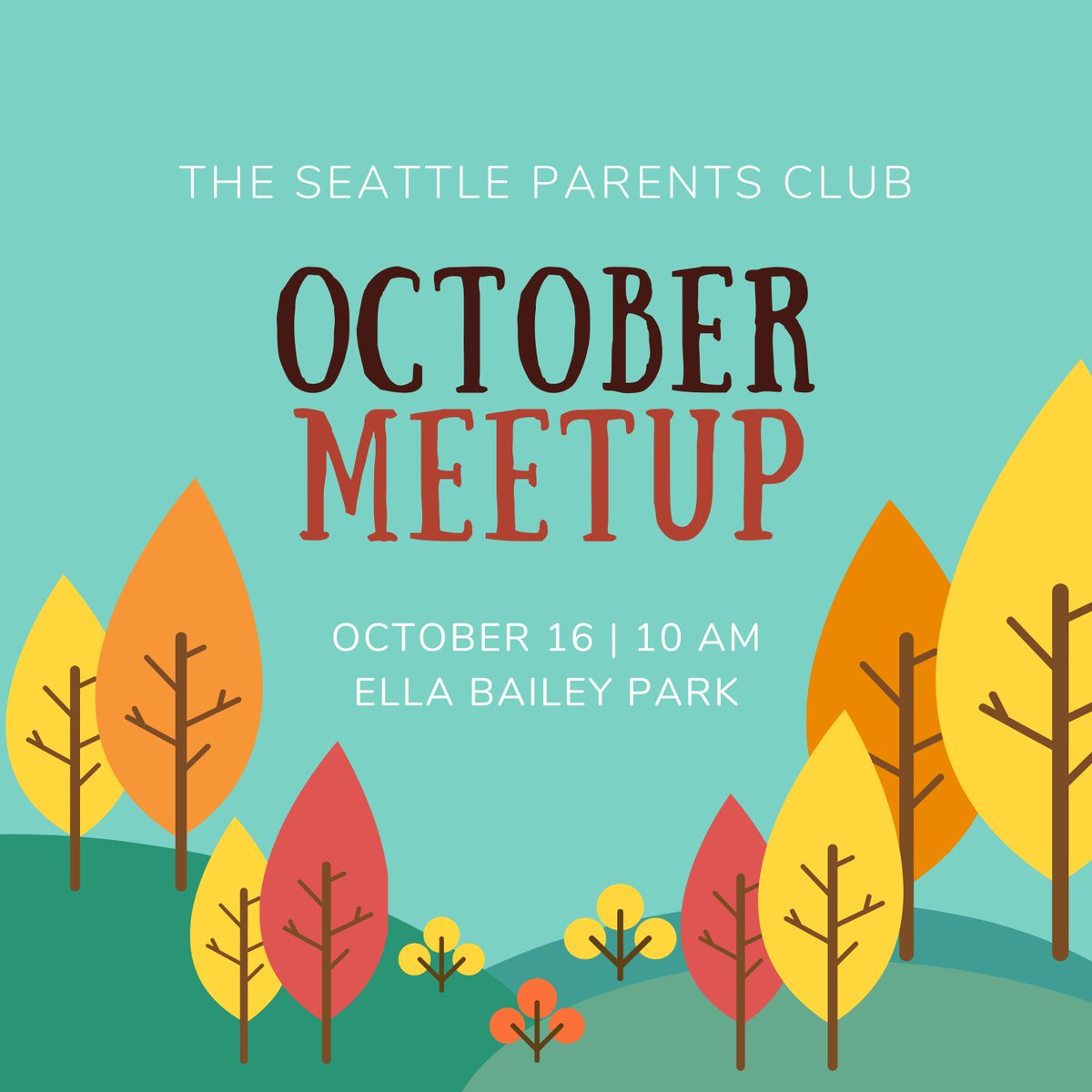 Our first meetup will be at 10am tomorrow, Saturday, Oct 16 at Ella Bailey Park. Mask up and join us to meet other Seattle Parents Club families. There will be a few spooky goodies for little ones, too.