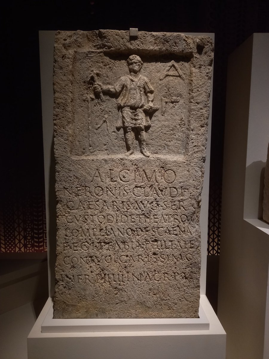 Roman_Tools's tweet image. Glad to see Roman Tools taking their rightful place of prominence in the @britishmuseum #Nero exhibit. This tombstone shows Alcimus, who built stages for Nero's scandalous performances, surrounded by the tools of a Roman carpenter.