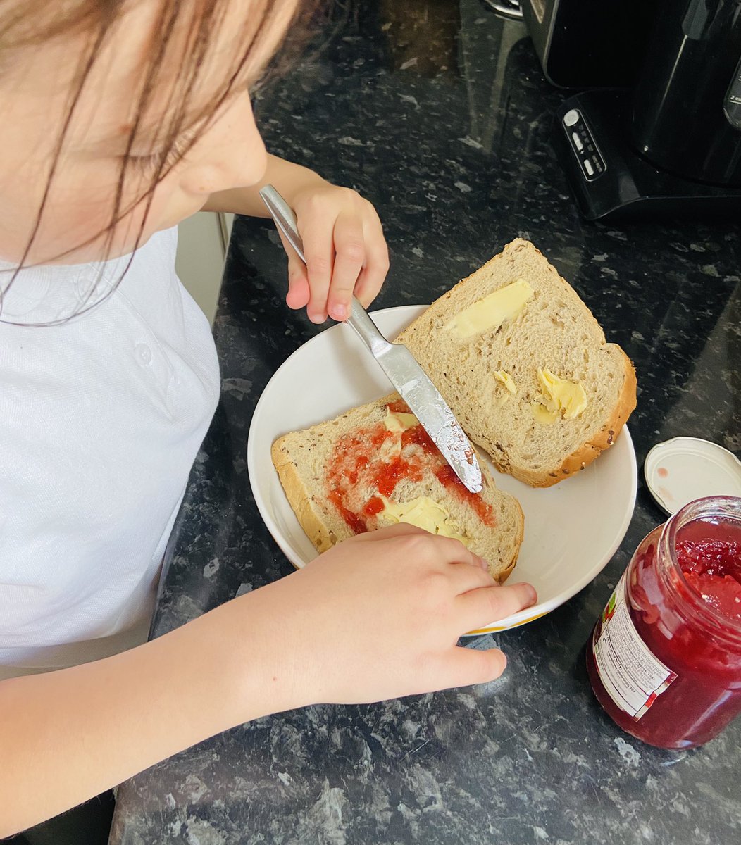 LoveLottieUK's tweet image. Home from school Friday ‘snap’. Flo made her own jam sandwich for her last bit of half-term homework @DpsClass6 @DartonPrimary She had to find out what miners would have had in their #snaptin  I’m sure @KenBrookes2  &amp;amp; @NCMME would approve! #breadandjam #snap #mining