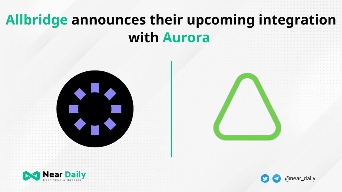 MidenDaily's tweet photo. 🎉 Among good news today, @Allbridge_io has announced their upcoming integration with @auroraisnear to expand the available bridging options! 

👉 Learn more about this partnership at: https://t.co/pd2A5DStuR

$NEAR #NEARverse #NEAR https://t.co/oVUPGgEjl9