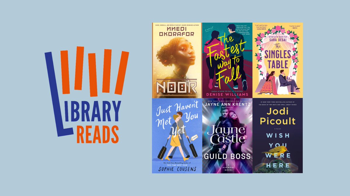 PRHLibrary's tweet photo. Congratulations to the November @LibraryReads99
winners! Including #TheSinglesTable by @saradesaiwrites, #Noor by @Nnedi, #GuildBoss by @JayneAnnKrentz, #JustHaventMetYouYet by @SophieCous, &amp; #TheFastestWayToFall by @nicwillwrites! 

Request eGalleys at https://t.co/ivxmlK4uJu https://t.co/vIqXd5mCo2