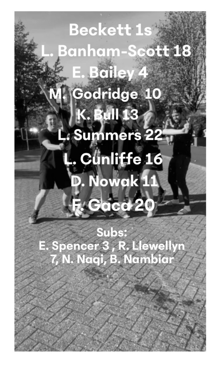 TEAM SHEET!! 1st team facing Leeds 3s tomorrow💜🔥 Go smash it Beckett!!
