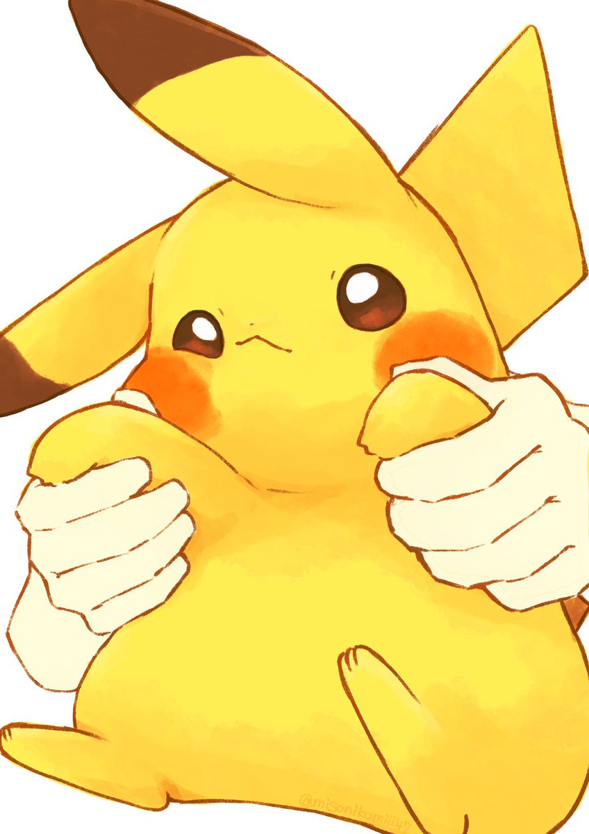 pikachu pokemon (creature) holding white background simple background no humans closed mouth holding pokemon  illustration images