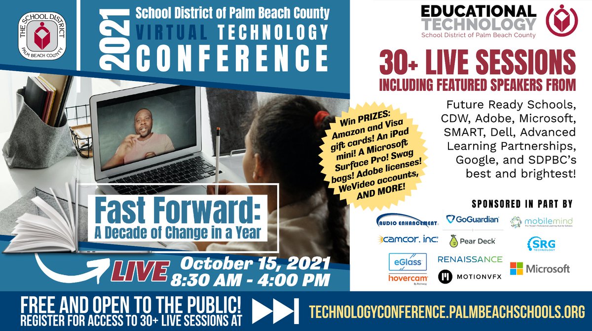 Join us at the 2021 School District of Palm Beach County Virtual Technology Conference

Register here to attend!: …nologyconference.palmbeachschools.org.

#PBCTechConf
