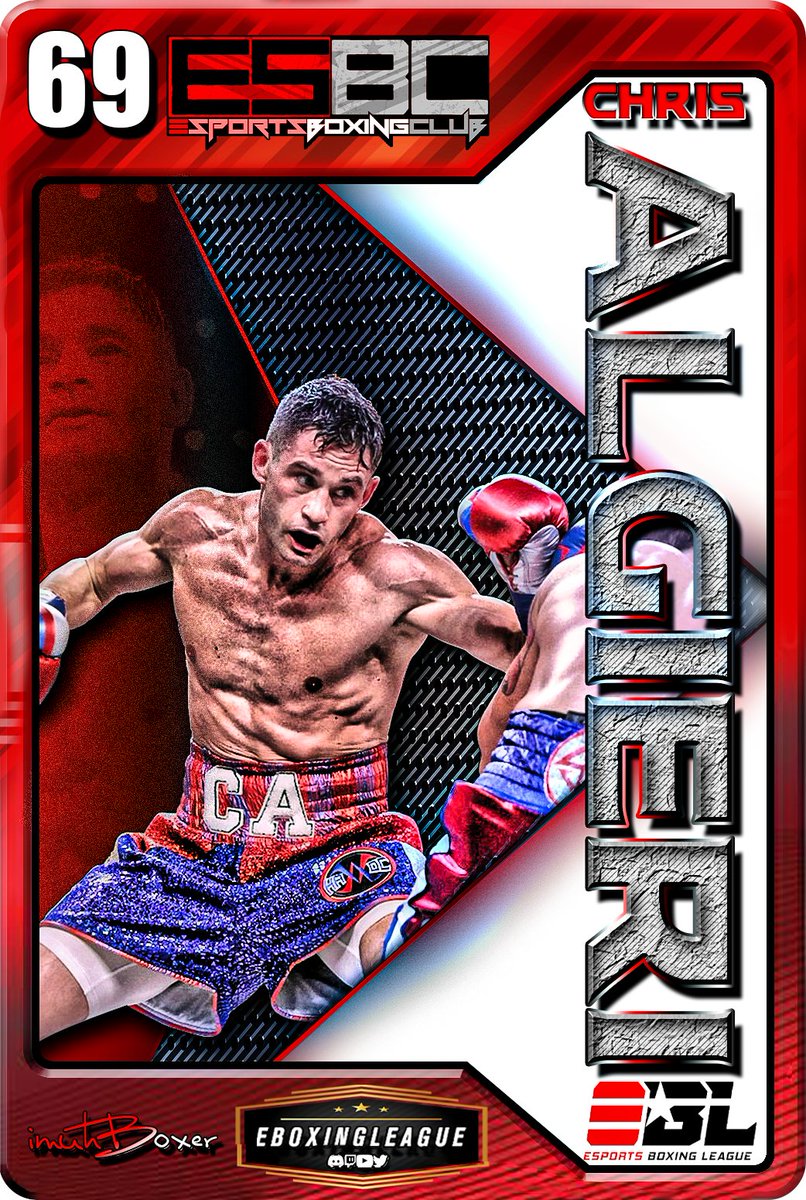 eBoxingLeague's tweet photo. Fighter Card #69 is @ChrisAlgieri for the @ESBCGame #eBoxingLeague
Gain priority use of #teamalgieri when fighting in EBL!
Use virtual currency, get this card in your inventory from our Discord https://t.co/Kyxt6NpYLx
@imuhboxer @TmaPresi @Grapplurr @TobiasFx
#ESBC #esbcgame https://t.co/awluTH1H3i