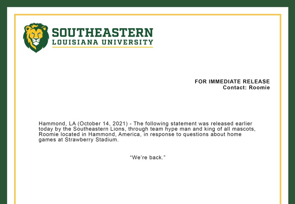 LionUpFootball's tweet photo. Lion Up Athletics released the following statement this morning regarding this weekend’s events.

#BeBold | #LionUp https://t.co/rHolWpFmzX