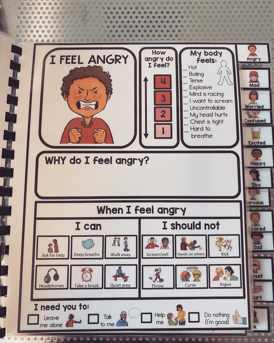 AcpsBxTeam's tweet photo. What a neat find @BakerButlerElem ABASE! Thanks for sharing!

Every emotion contains examples of what it might feel like, what it might look like, what to do, what not to do, and how to reach out for help. 🙂😁☹️😡

For more resources on teaching coping skills click link in bio! https://t.co/uQK4wm8DKw