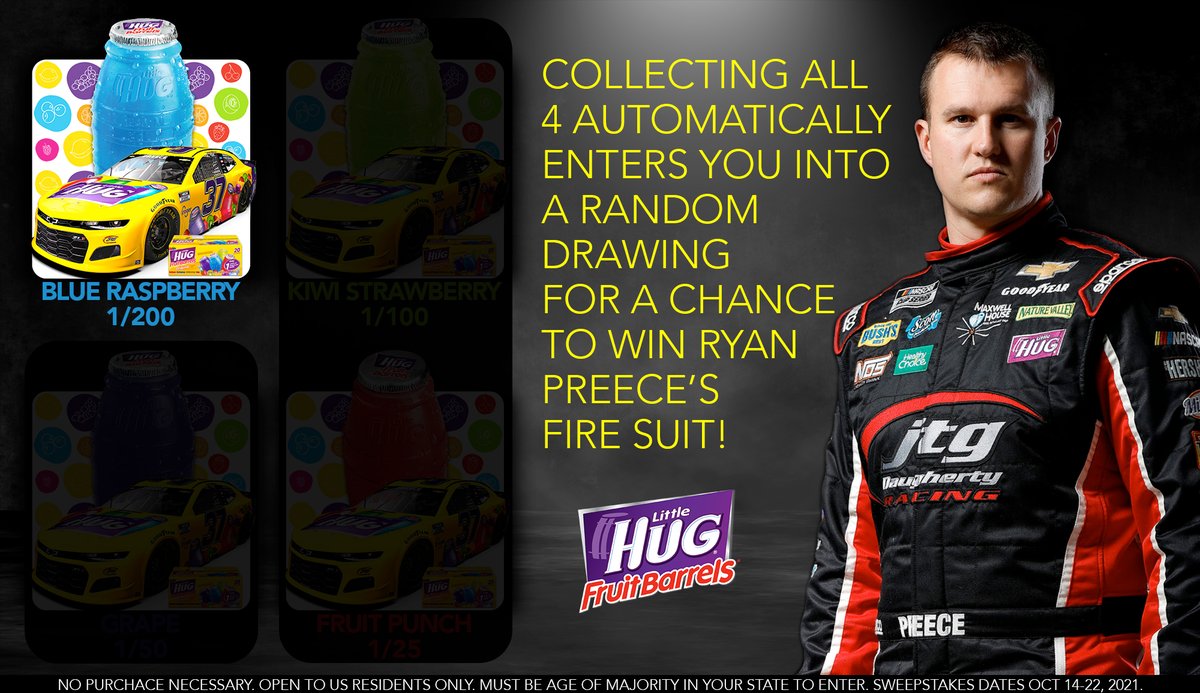 HYAKMotorsports's tweet photo. The first of 4 #LittleHug NFT digital collectibles is NOW AVAILABLE‼️ Only 200 BLUE RASPBERRY NFT's exist.
Claim yours now! LINK: https://t.co/vaYmw46SKB
Collect all 4 NFT's in the set this weekend for a chance to WIN @RyanPreece_'s fire suit!
#NASCAR https://t.co/hwCgxY21kL