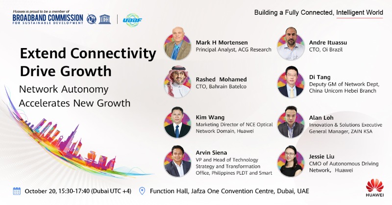 Huawei's tweet image. Industry digitalization is accelerating. How can we ensure sustained business growth? Join our Autonomous Driving Network FBB Session on Oct 20, 15:30-17:30 (Dubai UTC +4) to find out : tinyurl.com/8f9cwkh2
#UBBF #AllOpticalTargetNetwork #IntelligentCloudNetwork