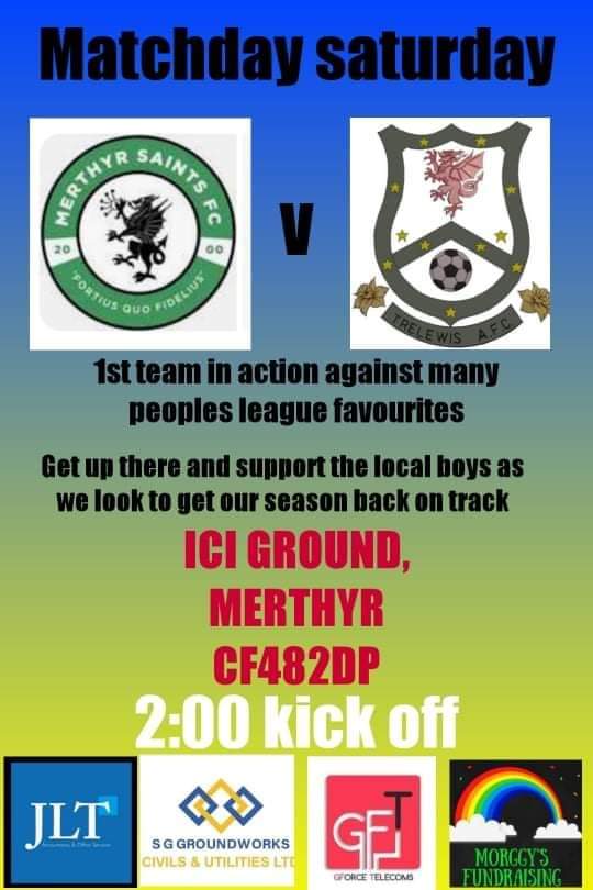 Just the 1 game for us tomorrow  and it's another big game with the 1sts in action against <a href="/merthyrsaints/">Merthyr Saints FC</a>  reserves, who still have their 100% win record in the league. Get behind the boys and show ur support 💙💛💙💛