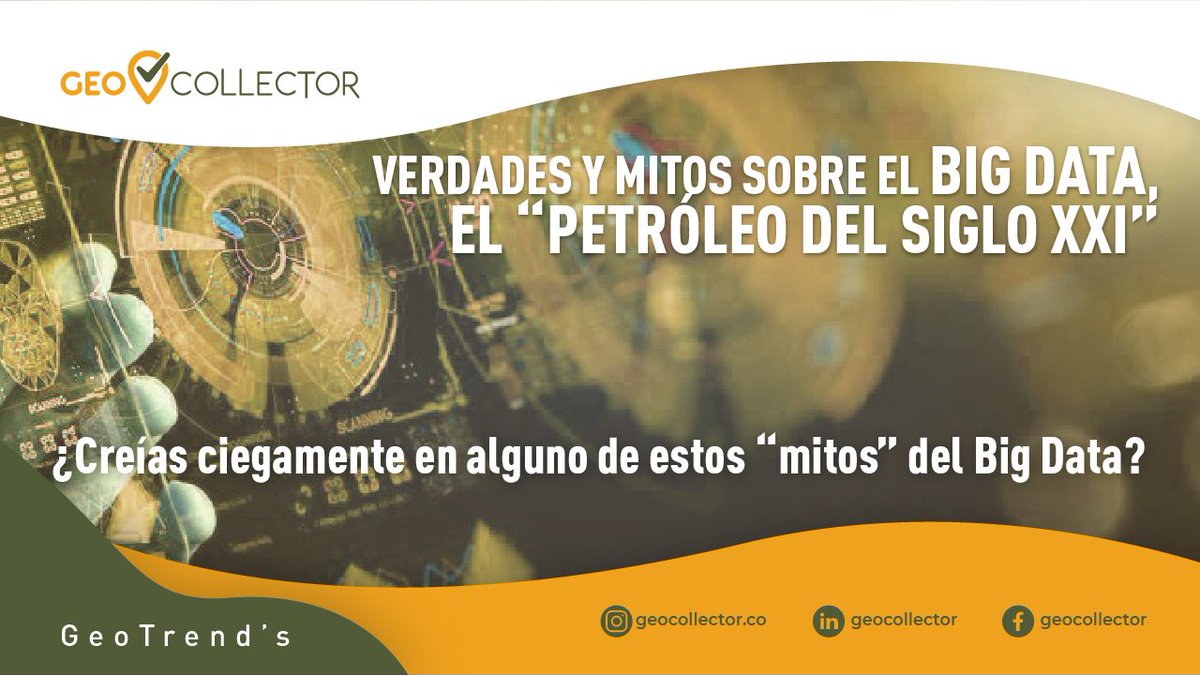 CollectorGeo's tweet photo. 🔥 Se cree que con los datos a gran escala es posible predecir cualquier fenómeno, pero no siempre es así. Un especialista, explica los siete mitos del Big Data.
https://t.co/q7swOBifZl
¿Creías en estos mitos del Big Data?
#GeoCollector
#Geolocalización
#ingeniería
#bigdata https://t.co/g5YFFtq8mK