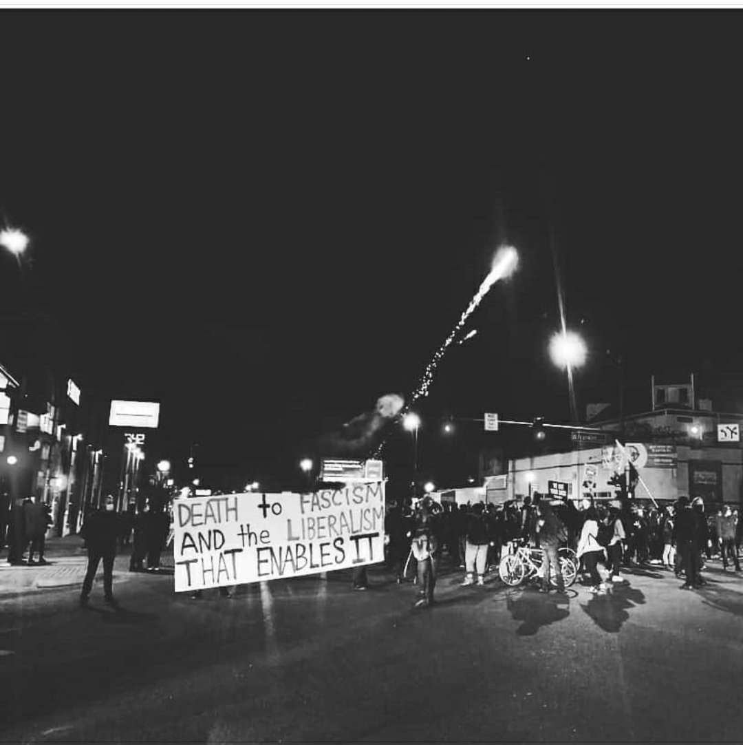 heartsizedfist's tweet photo. @KyleClark Actual Denver antifascists taking Colfax the day after Trump lost: https://t.co/q5m8wsDlkC