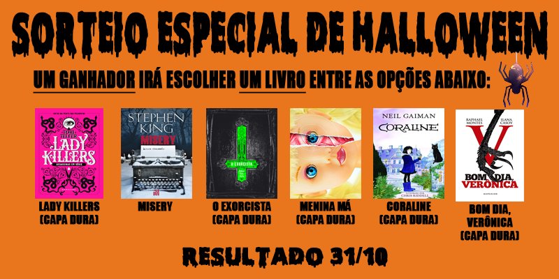 BestPromosBr's tweet photo. 🎃👻SORTEIO ESPECIAL DE HALLOWEEN 🎃👻

UM ganhador irá escolher UM livro entre as opções abaixo. Para concorrer você deve seguir as regras:

• Dar RT nesse tweet 
• Seguir a conta @BestPromosBr
• Dizer nos comentários qual livro quer ganhar

RESULTADO 31/10 https://t.co/1eaJL4B5OT