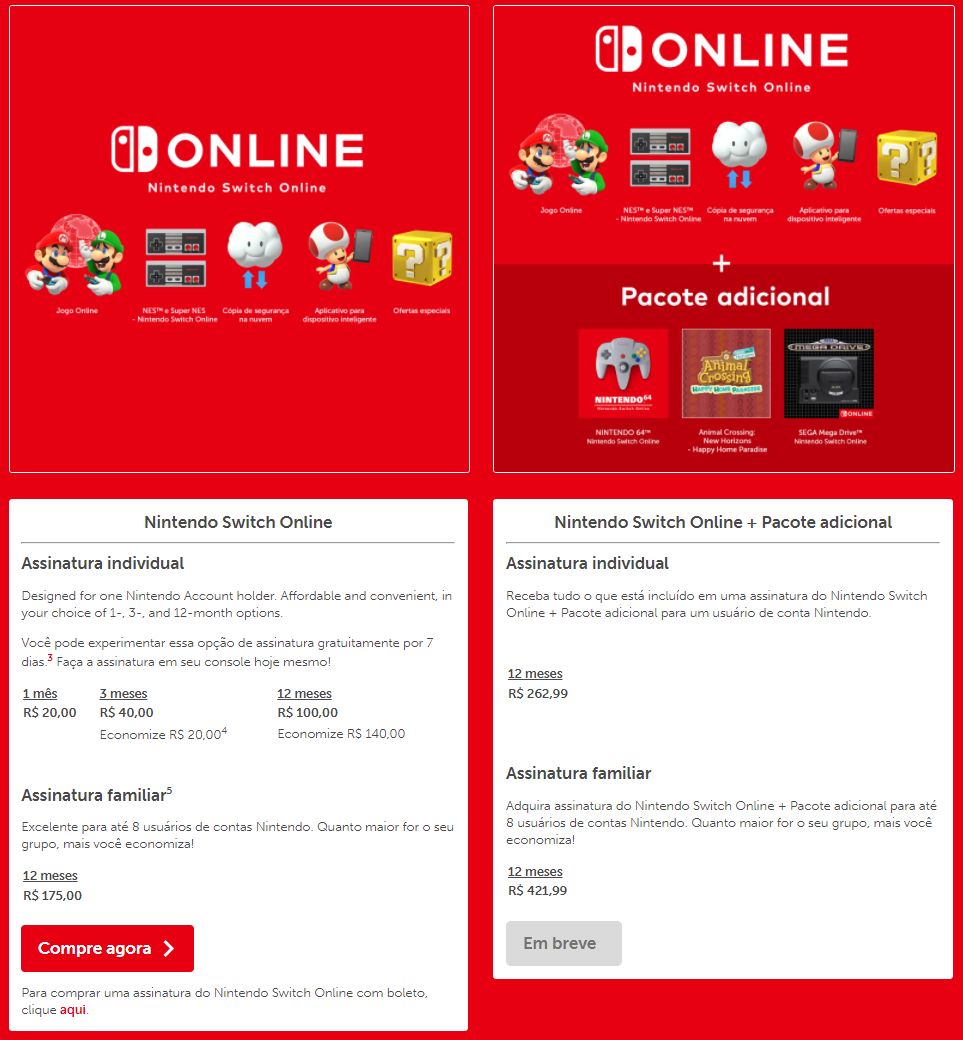 Nintendo Switch Online - Nintendo Switch Online + Pacote adicional -  Ofertas especiais